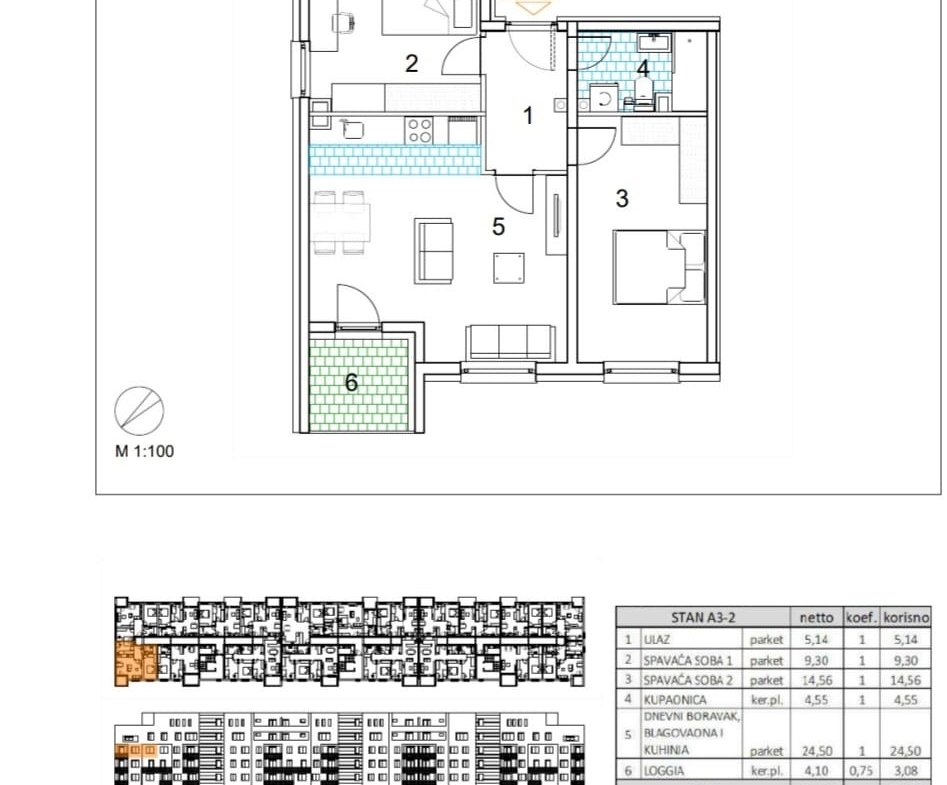 Novogradnja, Velika Gorica, Trosoban stan, 61.90 m2