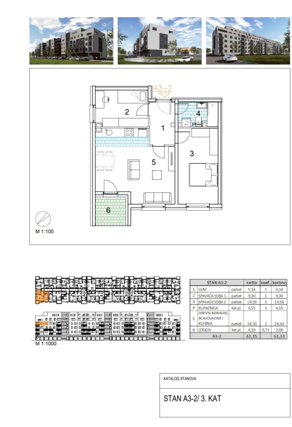 Novogradnja, Velika Gorica, Trosoban stan, 61.90 m2
