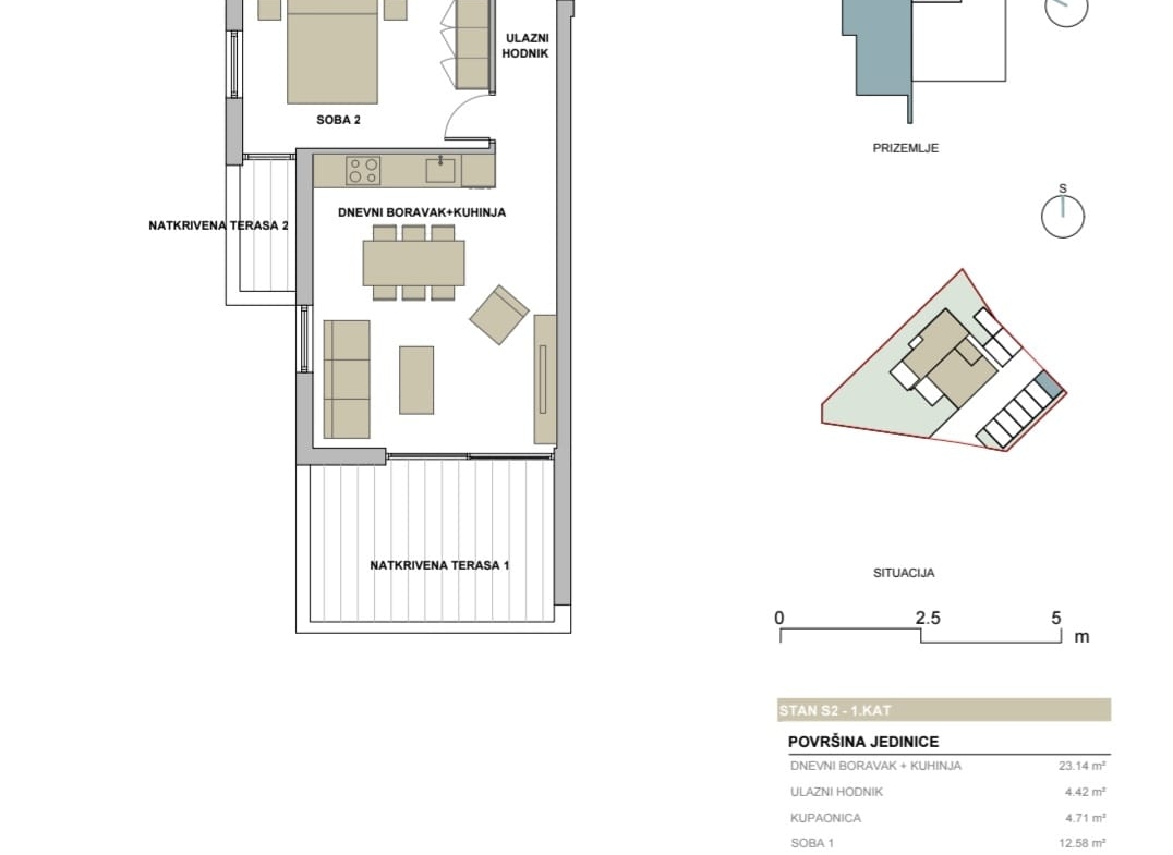 Pag, Gajac, Apartman 67 m2, 2 Terase, Parkirno mjesto