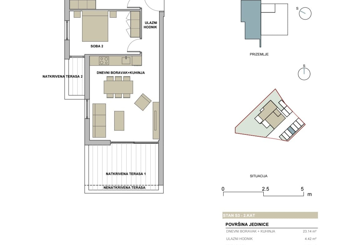 Pag, Gajac, Apartman 66.76 m2, 2 Terase, 1 Parkirno mjesto