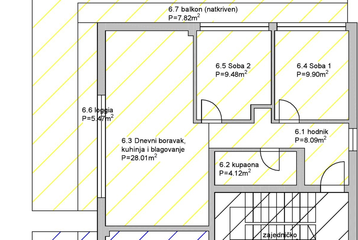 Stara Novalja, drugi kat, skoro 40 kvadrata balkona