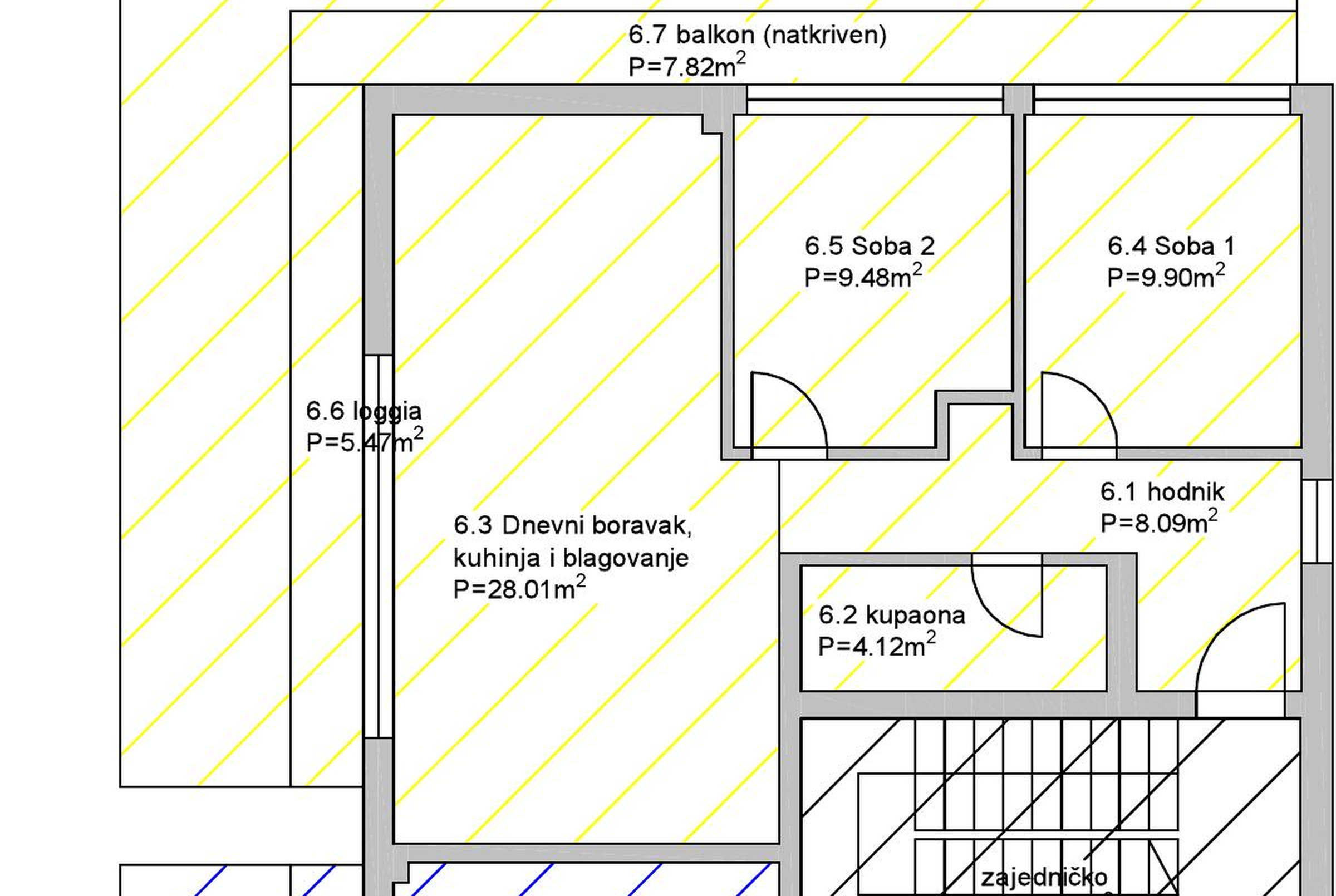 Stara Novalja, drugi kat, skoro 40 kvadrata balkona