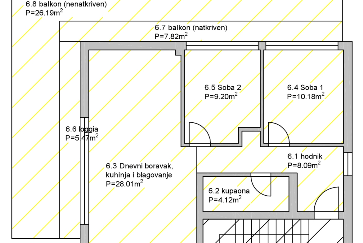 Novalja, Stara Novalja, Trosobni apartman s prekrasnim pogledom