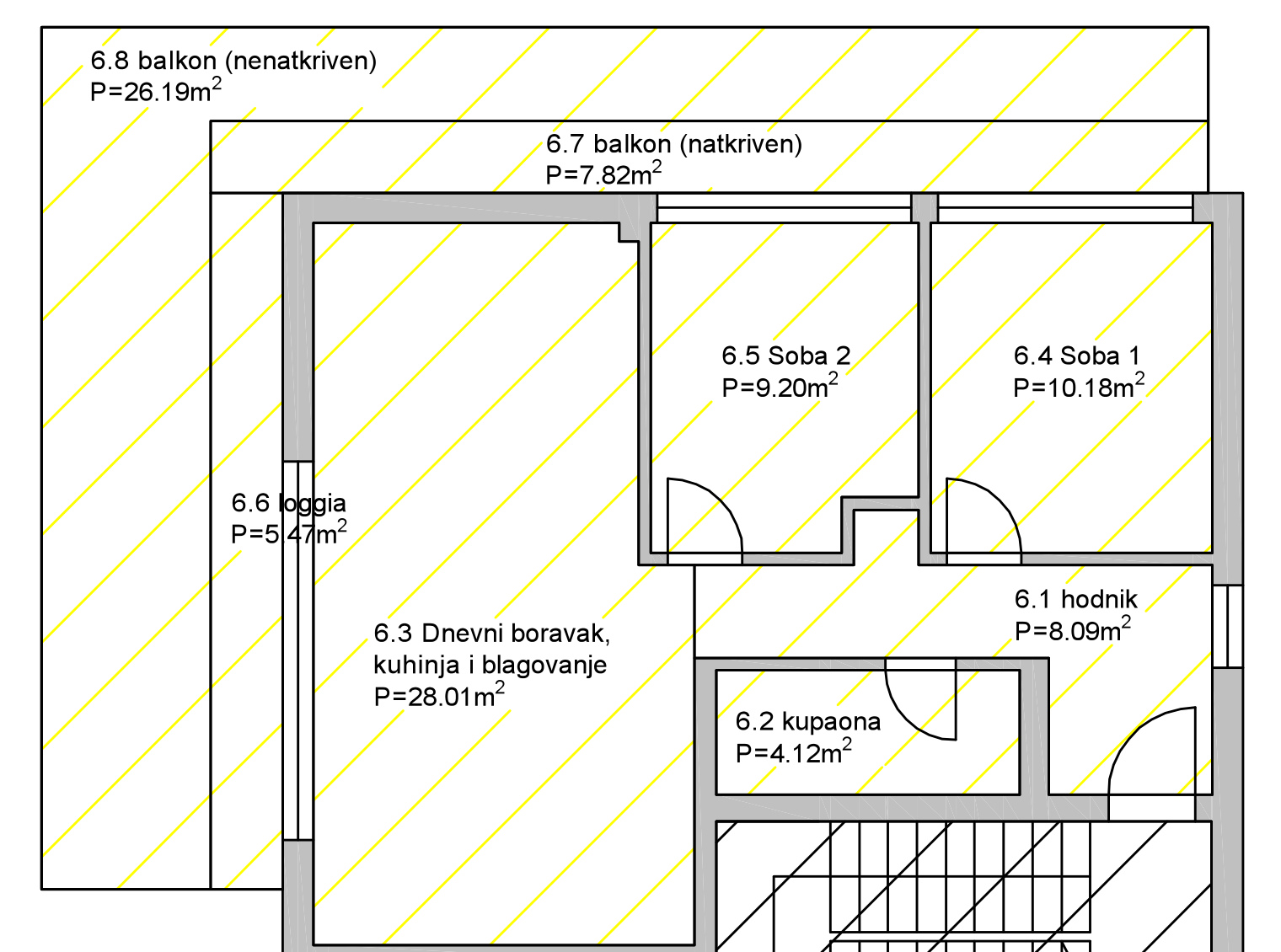 Novalja, Stara Novalja, Trosobni apartman s prekrasnim pogledom